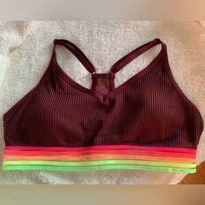 PINK Sport Victoria’s Secret Sports Bra, Size L, Burgundy